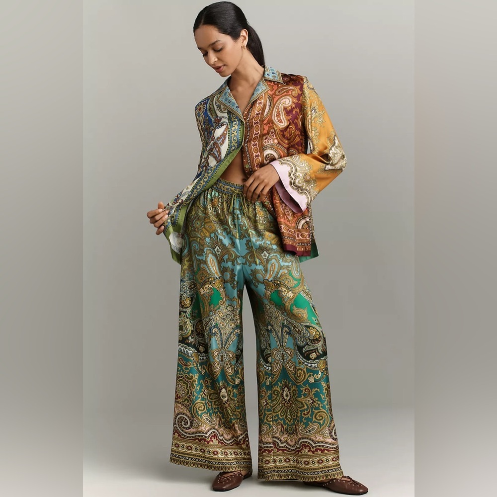 ALÉMAIS Clemenza Silk Pants Sz 10 US NWT